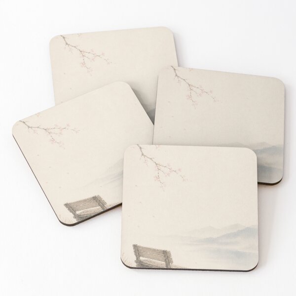 Item preview, Empty Bench in Spring | Japandi Sakura Wall Art designed and sold by SereniBloom.