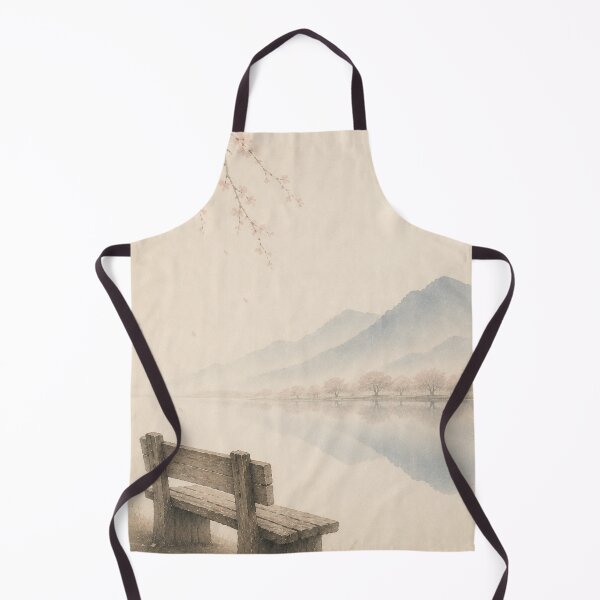Item preview, Bench Beside Still Water | Japandi Zen Wall Art designed and sold by SereniBloom.