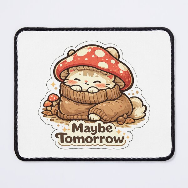Item preview, Maybe Tomorrow Cat Shirt | Cute Lazy Mushroom Cat Kawaii Procrastinator Gift designed and sold by MrDev.