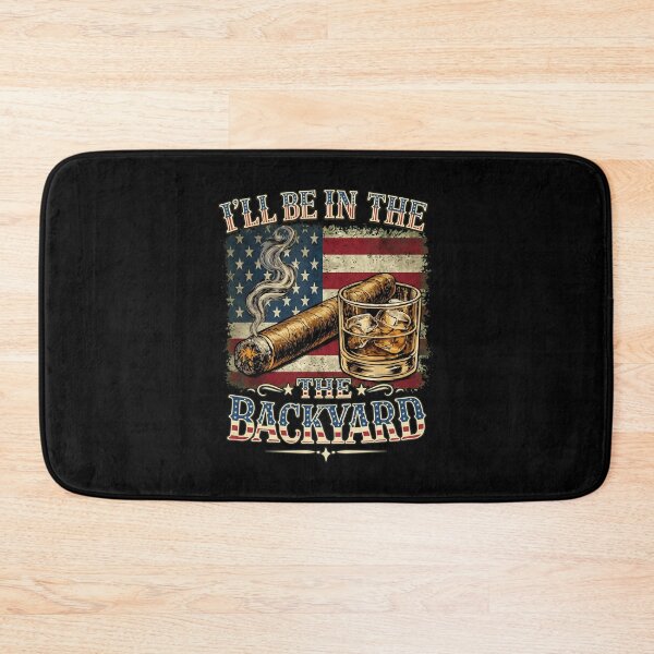 Item preview, I'll Be in The Backyard Cigar and Bourbon Vintage USA Flag designed and sold by gre-good-sweet.