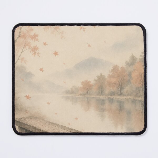 Item preview, Wooden Bench and Falling Leaves | Autumn Japandi Art designed and sold by SereniBloom.