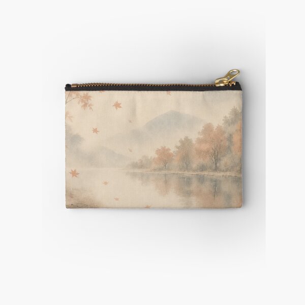 Item preview, Wooden Bench and Falling Leaves | Autumn Japandi Art designed and sold by SereniBloom.