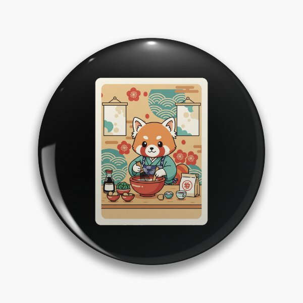 Item preview, Kawaii Red Panda Chef Mixing Noodles in a Cozy Kitchen designed and sold by JordynLadukeg65.