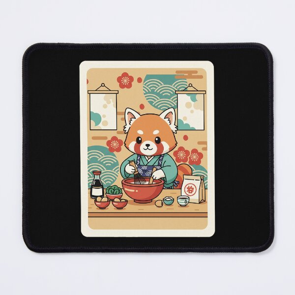 Item preview, Kawaii Red Panda Chef Mixing Noodles in a Cozy Kitchen designed and sold by JordynLadukeg65.