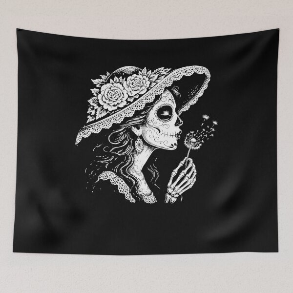 Item preview, La Catrina Blowing Wishes Funny La Catrina Blowing Dandelion designed and sold by Hedoraxe.