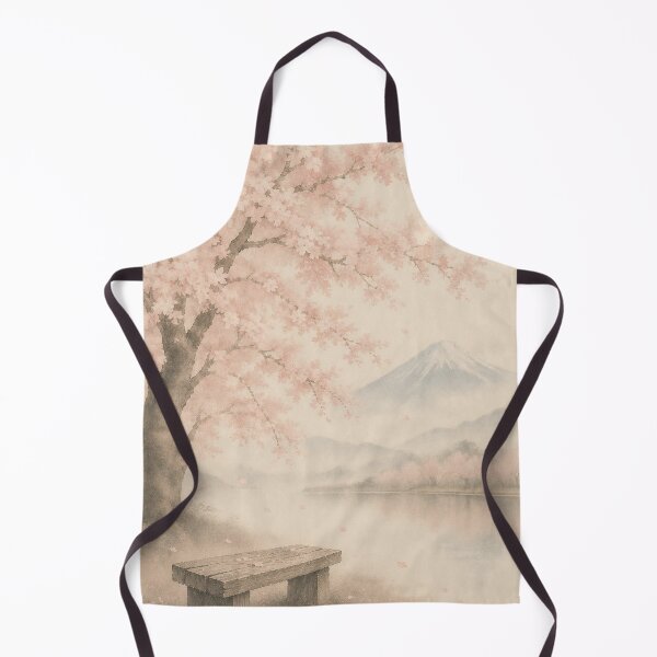 Item preview, Bench Beneath Cherry Tree | Fuji Japandi Wall Art designed and sold by SereniBloom.