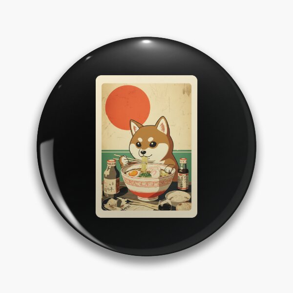 Item preview, Cute Shiba Inu Eating Ramen In Vintage Japanese Poster Style designed and sold by JordynLadukeg65.