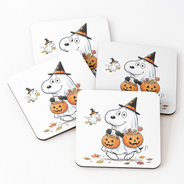 Item preview, Snoopy Halloween Ghost Carrying Pumpkin Candy Buckets. designed and sold by HorrorInkStudio.