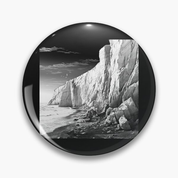 Item preview, Black and White Coastal Cliffs and Rocky Shore designed and sold by inkoutninja.