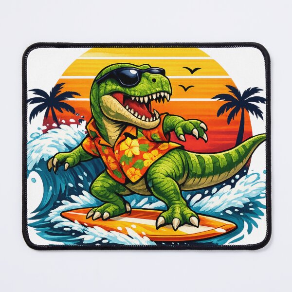 Item preview, Funny Surfing T-Rex Dinosaur Retro Sunset Beach Vacation Design designed and sold by Sevastian Ortega.