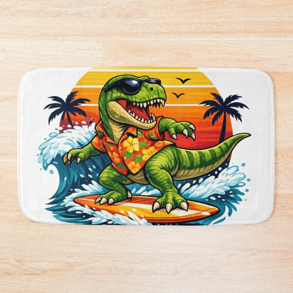 Item preview, Funny Surfing T-Rex Dinosaur Retro Sunset Beach Vacation Design designed and sold by Sevastian  Ortega.