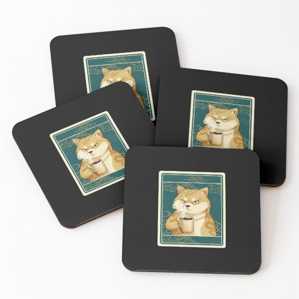 Item preview, Grumpy Shiba Inu Coffee Portrait with Vintage Decorative Style designed and sold by JordynLadukeg65.