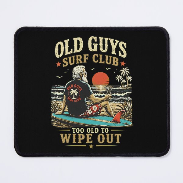 Item preview, Old Guys Surf Club Too Old to Wipe Out Funny Surfing Retro designed and sold by ber-flora.