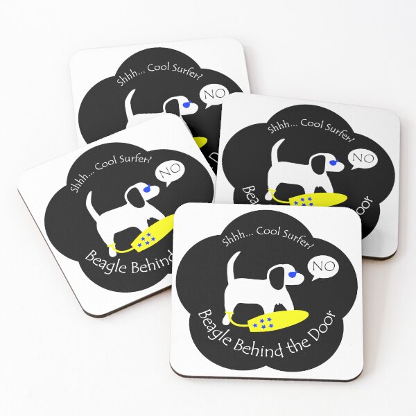 Item preview, Funny Beagle Cool Surfer Behind the Door Black Base designed and sold by Na7nasColorShop.