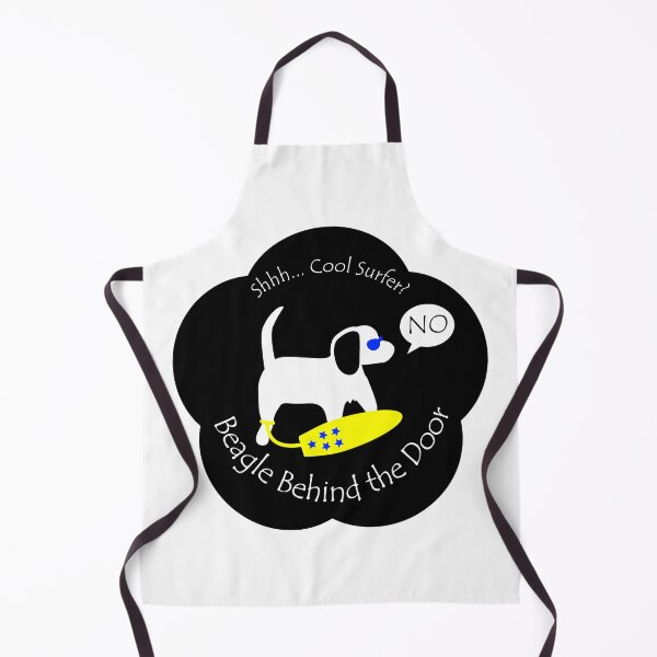 Item preview, Funny Beagle Cool Surfer Behind the Door Black Base designed and sold by Na7nasColorShop.