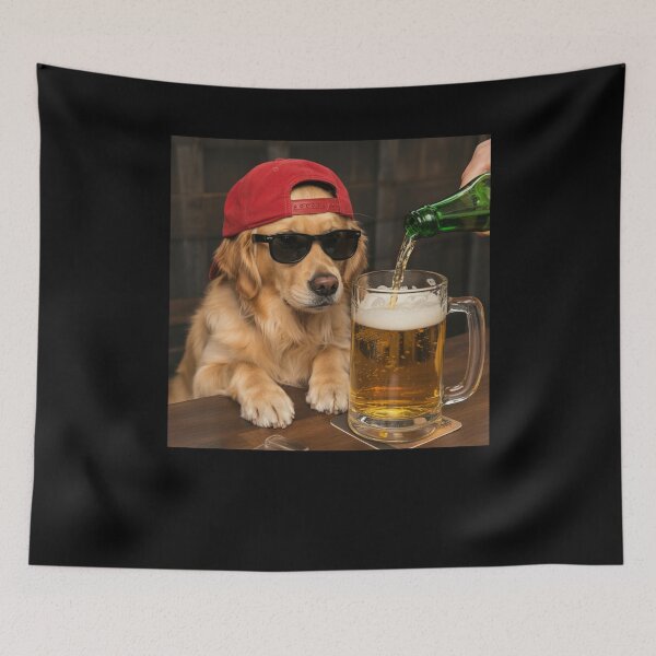 Item preview, Golden Retriever Drinking Beer Funny Meme designed and sold by suhairee-studio.