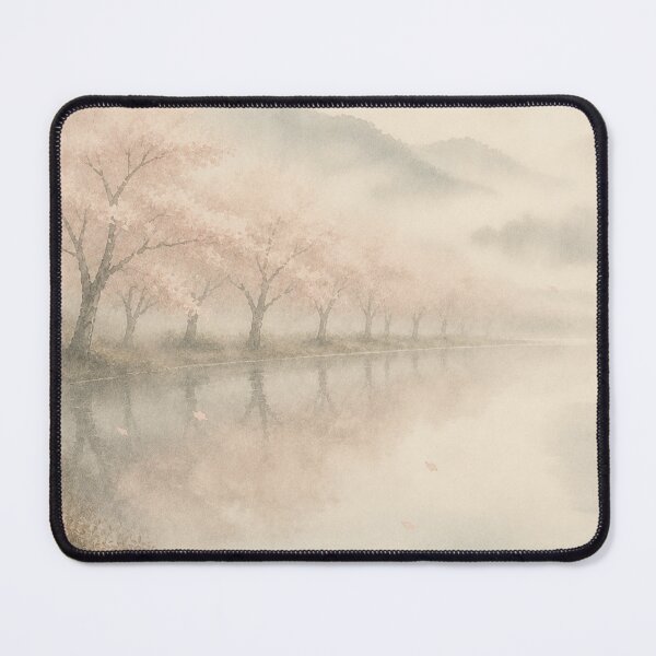 Item preview, Morning Stillness | Japandi Sakura Lake Wall Art designed and sold by SereniBloom.