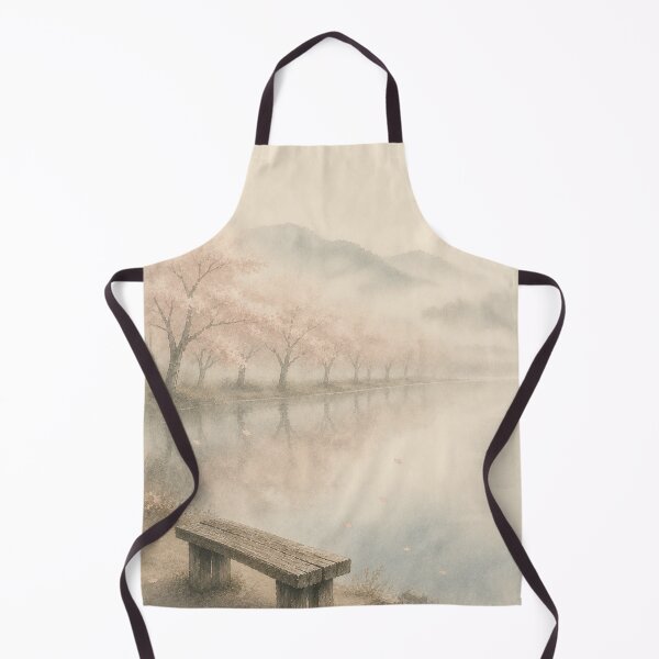 Item preview, Morning Stillness | Japandi Sakura Lake Wall Art designed and sold by SereniBloom.