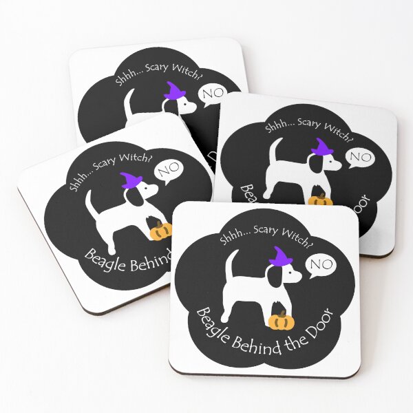 Item preview, Funny Beagle Scary Witch Behind the Door Black Base designed and sold by Na7nasColorShop.