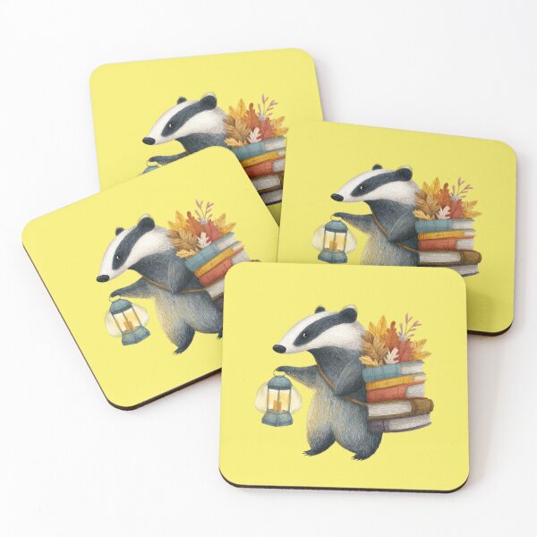 Item preview, Cute badger with lantern and books, autumn forest designed and sold by Mauswohn.