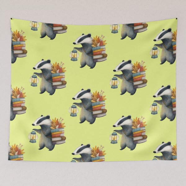 Item preview, Cute badger with lantern and books, autumn forest designed and sold by Mauswohn.