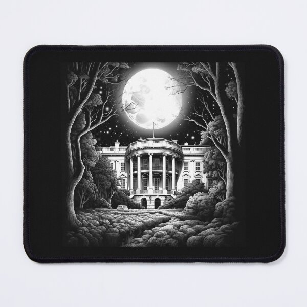 Item preview, Moonlit White House in Black and White designed and sold by inkoutninja.