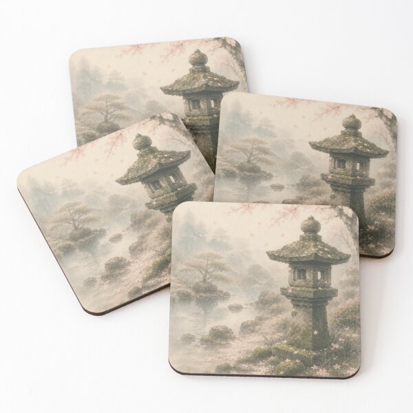 Item preview, Stone Lantern and Petals | Japandi Zen Garden Art designed and sold by SereniBloom.