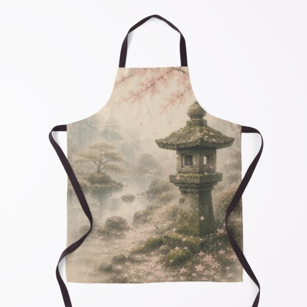 Item preview, Stone Lantern and Petals | Japandi Zen Garden Art designed and sold by SereniBloom.