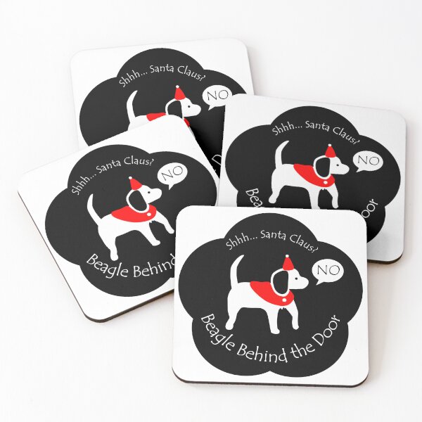 Item preview, Funny Beagle Santa Claus Behind the Door Black Base designed and sold by Na7nasColorShop.