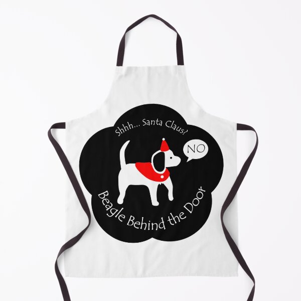 Item preview, Funny Beagle Santa Claus Behind the Door Black Base designed and sold by Na7nasColorShop.