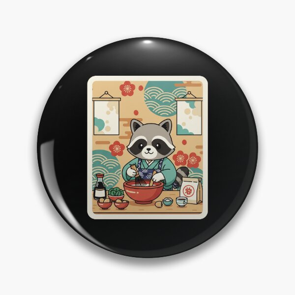 Item preview, Cute Cooking Raccoon Retro Japanese Kitchen designed and sold by JordynLadukeg65.