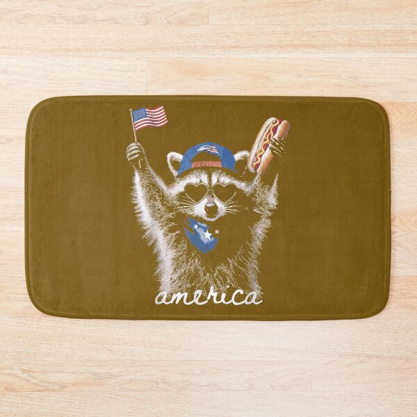 Item preview, Retro Funny America Raccoon Hot Dog Lovers Patriotic US Flag designed and sold by AliesKaruta.