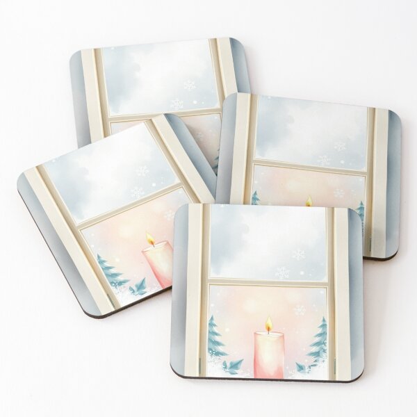 Item preview, Cozy Winter Window Watercolor Candle Illustration designed and sold by Vida e Arte.