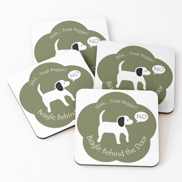 Item preview, Funny Beagle Treat Beggar Behind the Door Khaki Base designed and sold by Na7nasColorShop.