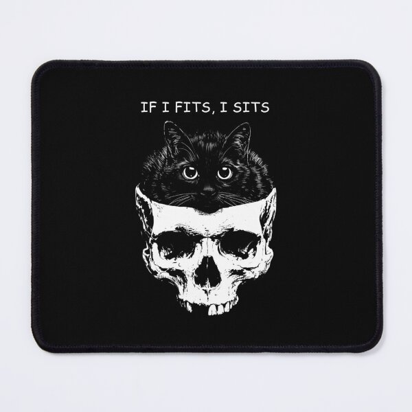 Item preview, Cat in Skull If I Fits I Sits Funny Meme designed and sold by nosu-art-pod.