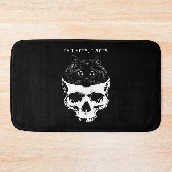 Item preview, Cat in Skull If I Fits I Sits Funny Meme designed and sold by nosu-art-pod.