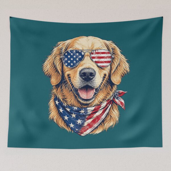 Item preview, Patriotic Golden Retriever Dog 4th of July Dog Lovers designed and sold by meilcannb.
