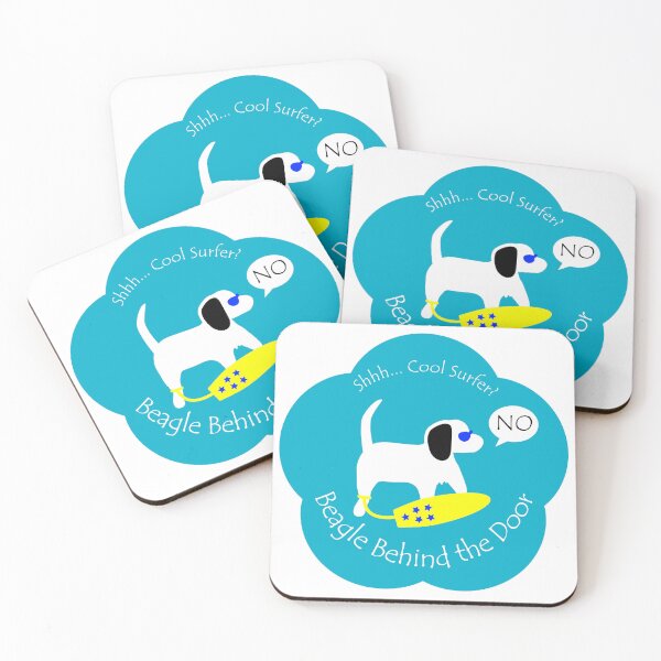 Item preview, Funny Beagle Cool Surfer Behind the Door Blue Base designed and sold by Na7nasColorShop.