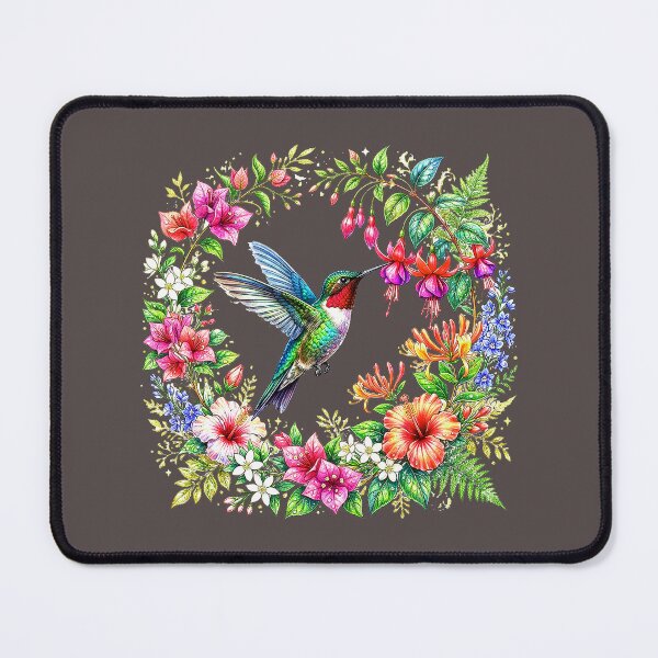Item preview, Hovering Hummingbird in Luxury Botanical Wreath designed and sold by Ponsak.