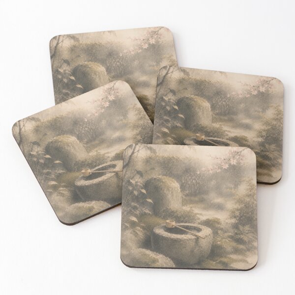 Item preview, Stone Water Basin Garden Wall Art Print designed and sold by SereniBloom.