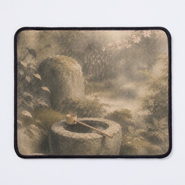 Item preview, Stone Water Basin Garden Wall Art Print designed and sold by SereniBloom.