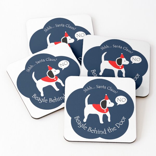 Item preview, Funny Beagle Santa Claus Behind the Door Midnight Blue Base designed and sold by Na7nasColorShop.
