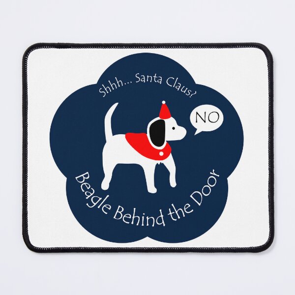 Item preview, Funny Beagle Santa Claus Behind the Door Midnight Blue Base designed and sold by Na7nasColorShop.