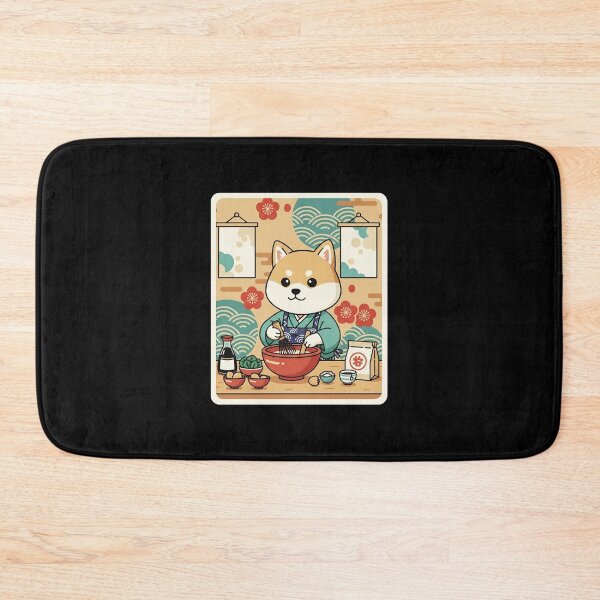 Item preview, Shiba Inu Chef Mixing Noodles in Cozy Japanese Kitchen designed and sold by JordynLadukeg65.