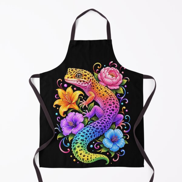 Item preview, Colorful Rainbow Leopard Gecko Floral Illustration With Tropical Hibiscus And Peony Flowers designed and sold by NgumohaLanke.