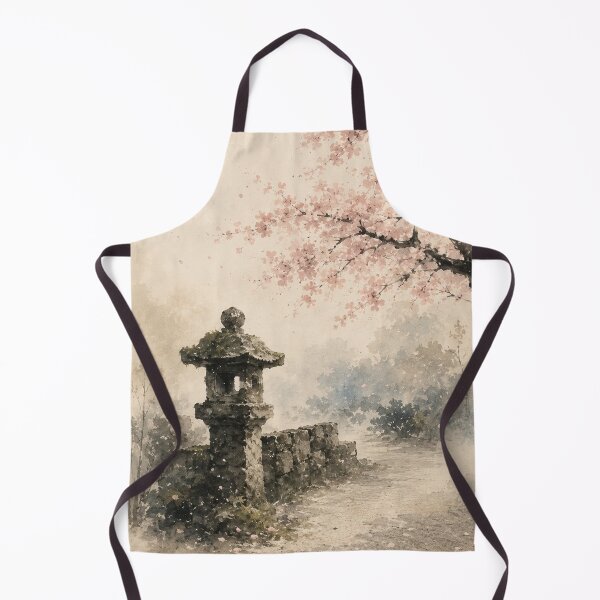 Item preview, Stone Lantern Cherry Blossom Wall Art designed and sold by SereniBloom.