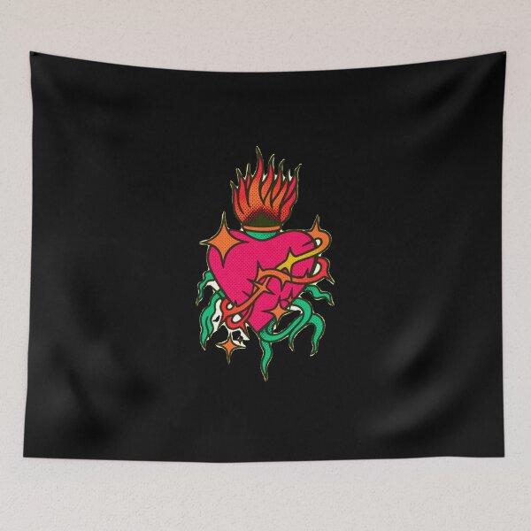 Item preview, Hot Pink and Green Neon Sacred Heart Rave Art designed and sold by Ideniquo.