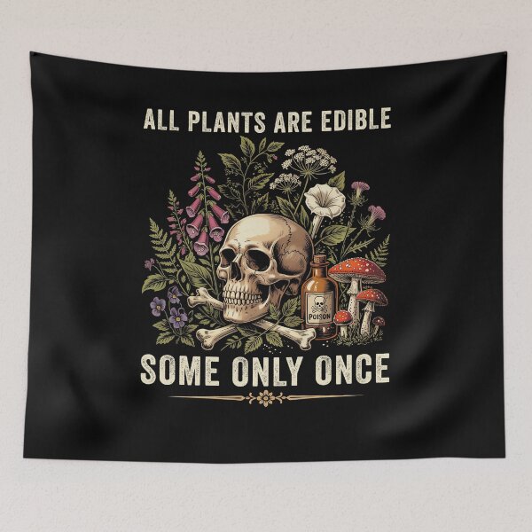 Item preview, All Plants Are Edible Some Only Once Vintage Skull designed and sold by nosu-art-pod.