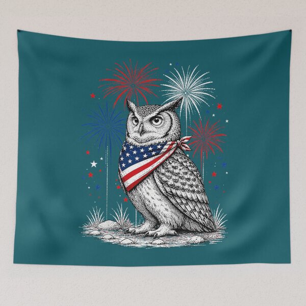 Item preview, Owl America's 250th Patriotic Fireworks Animal Lovers designed and sold by meilcannb.