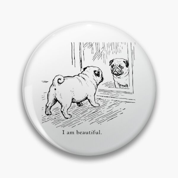 Item preview, Cute Pug Looking In The Mirror Saying I Am Beautiful Line Art designed and sold by NgumohaLanke.